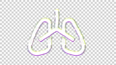 Icon lungs is distorted. Glitch. Noise, chromatic aberration, geometric 스톡 일러스트