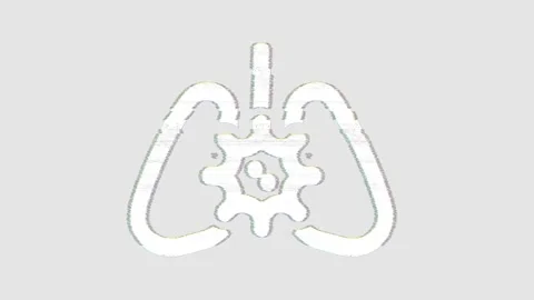 Icon lungs virus is distorted. Glitch. Noise, chromatic aberration, geometric Stock Footage 301441004