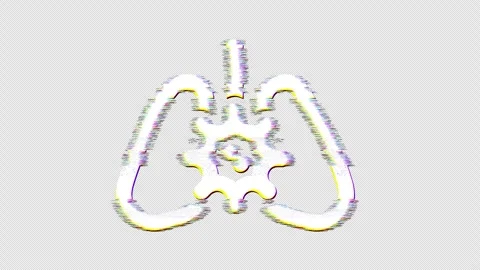 Icon lungs virus is distorted. Glitch. Noise, chromatic aberration, geometric Stock Footage 301442343