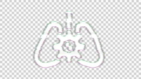 Icon lungs virus is distorted. Glitch. Noise, chromatic aberration, geometric Illustrazione stock