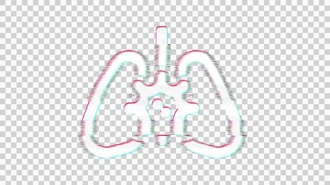 Icon lungs virus is distorted. Glitch. Noise, chromatic aberration, geometric Illustrazione stock