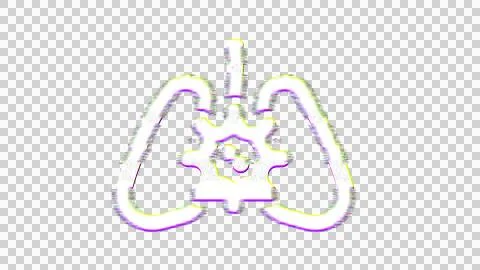 Icon lungs virus is distorted. Glitch. Noise, chromatic aberration, geometric 스톡 일러스트