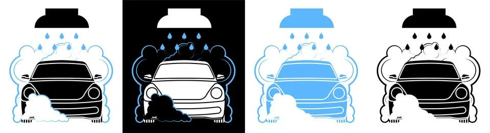 Icon. Machine in an automatic car wash. Car cleanliness and maintenance Illustrazione stock