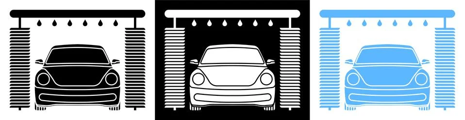 Icon. Machine in an automatic car wash. Car cleanliness and maintenance Stock Illustration