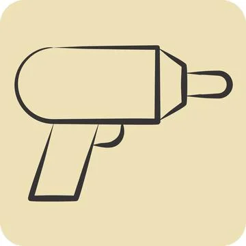 Icon Machine Drill. related to Carpentry symbol. hand drawn style. simple d.. Stock Illustration