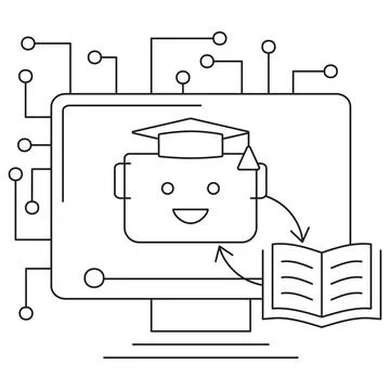 Icon of machine learning in artificial intelligence Illustrazione stock