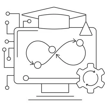Icon of a machine learning model represented on a computer screen イラスト素材