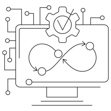 Icon of machine learning model testing with an infinity loop Illustrazione stock