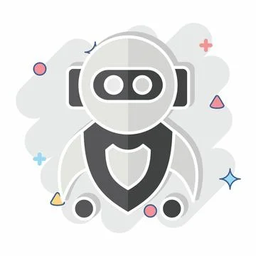 Icon Machine Learning. related to Artificial Intelligence symbol. comic style Illustrazione stock