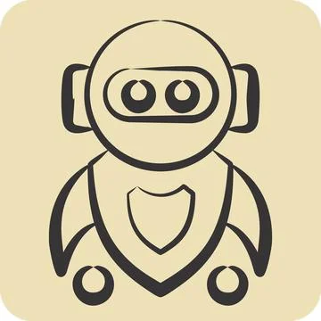 Icon Machine Learning. related to Artificial Intelligence symbol. hand draw.. Stock Illustration