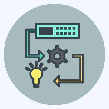 Icon Machine Learning. suitable for data analytics symbol. color mate style.  Illustrazione stock