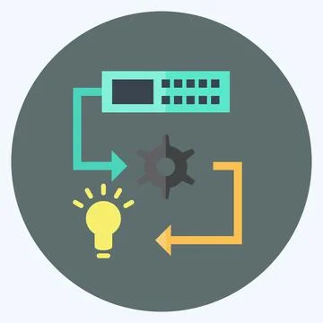 Icon Machine Learning. suitable for data analytics symbol. flat style. simple 库存插图