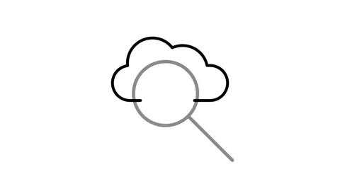 Icon of a magnifying glass over a cloud, symbolizing cloud computing and da.. Stock Footage 333549678