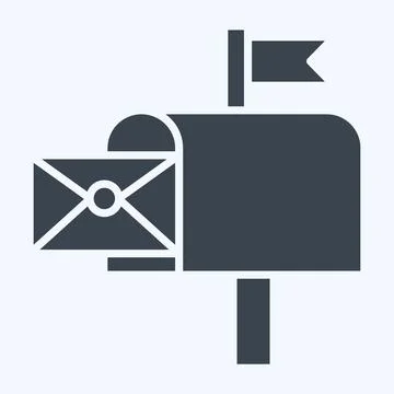 Icon Mail Box. related to Post Office symbol. glyph style. simple design ed.. Illustration