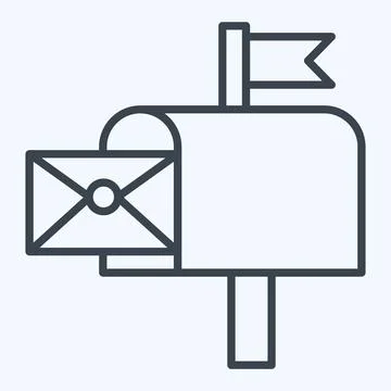 Icon Mail Box. related to Post Office symbol. line style. simple design edi.. Illustration