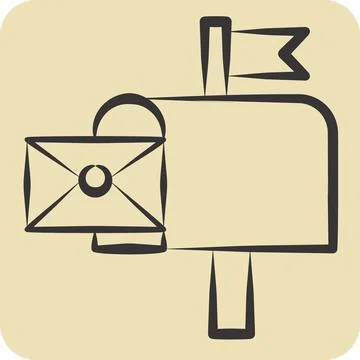 Icon Mail Box. related to Post Office symbol. hand drawn style. simple desi.. Illustration