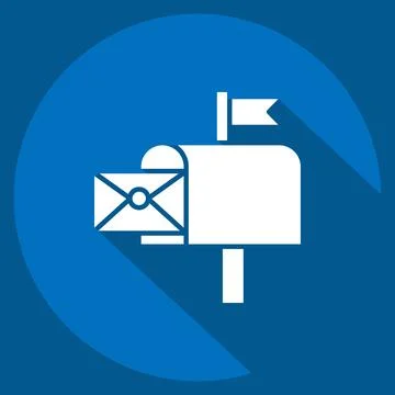 Icon Mail Box. related to Post Office symbol. long shadow style. simple des.. Illustration