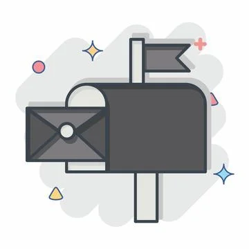 Icon Mail Box. related to Post Office symbol. comic style. simple design ed.. Illustration
