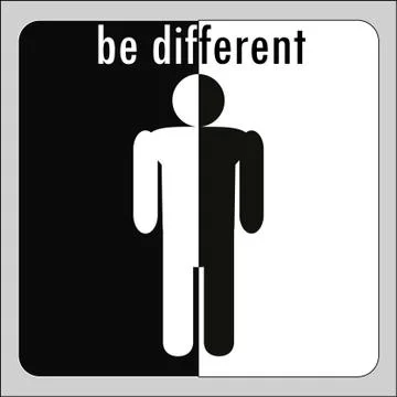 Icon man divided in half in black and white Illustrazione stock