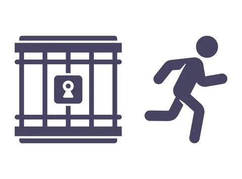 Icon of a man escaping from prison. Stock Illustration