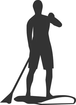 Icon of a man floating on a board with oars. Stock Illustration