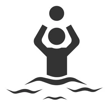 An icon of a man playing ball on the waves. Stock Illustration