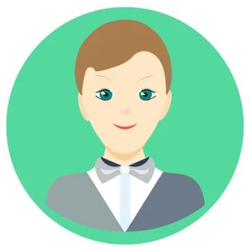 Icon man singer in a flat style. Vector image on a round colored background.  Stock Illustration