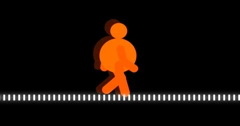 Icon of a man walking cycle. Icon of a person walking cycle with outline de.. Stock Illustration