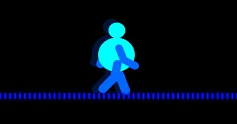 Icon of a man walking cycle. Icon of a person walking cycle with outline de.. Stock Illustration