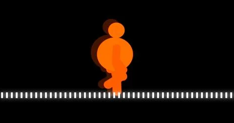 Icon of a man walking cycle. Icon of a person walking cycle with outline de.. Stock Illustration