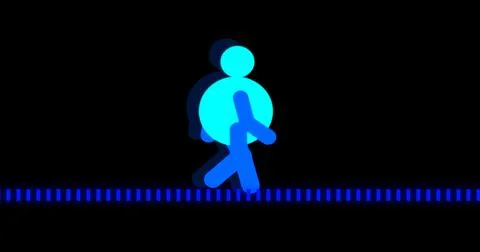 Icon of a man walking cycle. Icon of a person walking cycle with outline de.. Stock Illustration