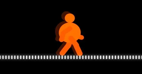 Icon of a man walking cycle. Icon of a person walking cycle with outline de.. Stock Illustration