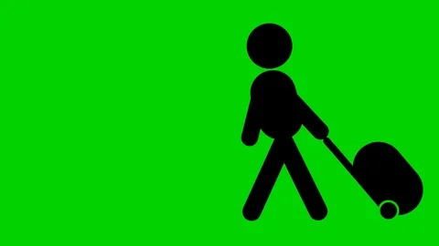 ICON MAN WITH WHEEL SUITCASE 2 Video stock 109535055