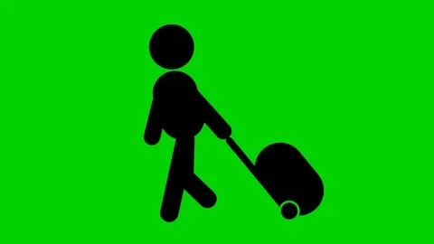 ICON MAN WITH WHEEL SUITCASE. Stock Footage 109535131