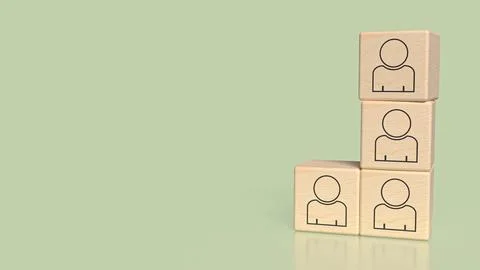 The Icon man on wood cube for Human Resources or Business concept 3d Renderin Stock Illustration