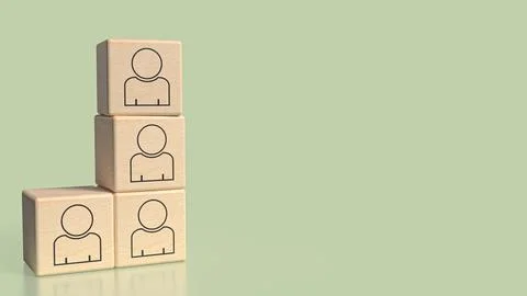The Icon man on wood cube for Human Resources or Business concept 3d Renderin イラスト素材