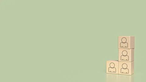 The Icon man on wood cube for Human Resources or Business concept 3d Renderin イラスト素材