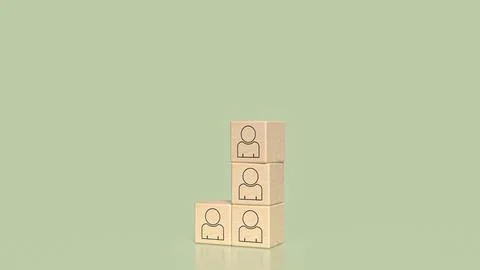 The Icon man on wood cube for Human Resources or Business concept 3d Renderin イラスト素材