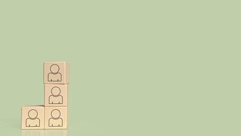 The Icon man on wood cube for Human Resources or Business concept 3d Renderin イラスト素材
