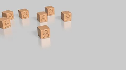 The Icon man on wood cube for Human Resources or Business concept 3d Renderin イラスト素材