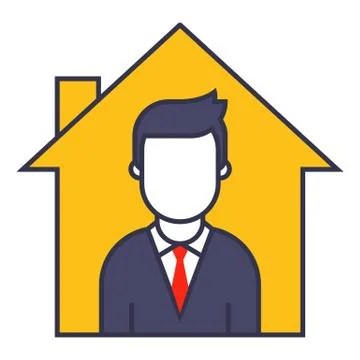 Icon man working from home to remove from work. Stock Illustration