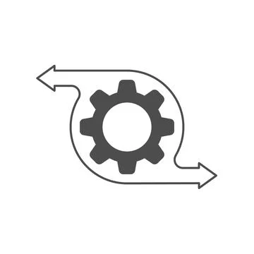 Icon of the management or optimization process. The gear icon with directiona Stock Illustration