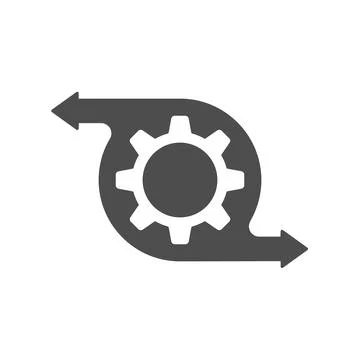 Icon of the management or optimization process. The gear icon with directiona Stock Illustration