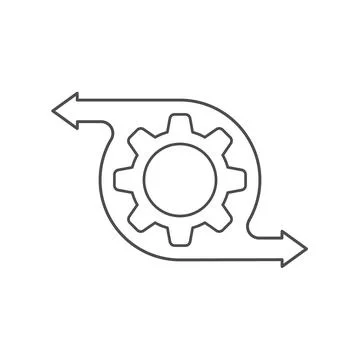 Icon of the management or optimization process. The gear icon with directiona Illustrazione stock