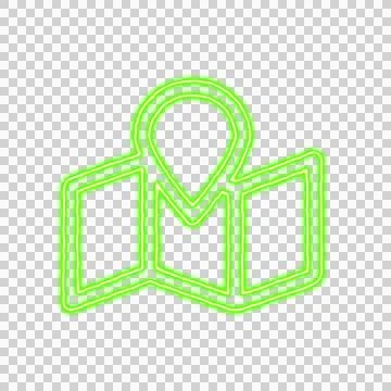 Icon map marked from the flow of energy of green color. Shimmering neon Stockillustratie