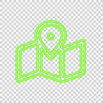 Icon map marked from the flow of energy of green color. Shimmering neon Stockillustratie