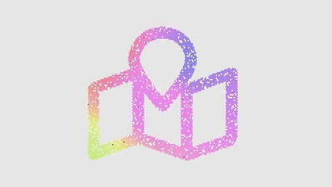 Icon map marked is made up of LED square shapes that shimmer and flicker. There Stock Footage 293938682