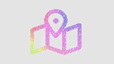 Icon map marked is made up of LED square shapes that shimmer and flicker. There Stock Footage 293938707