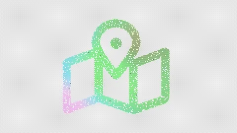 Icon map marked is made up of LED square shapes that shimmer and flicker. There Stock Footage 293939564