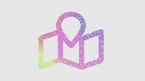 Icon map marked is made up of LED square shapes that shimmer and flicker. There Stock Footage 293940087